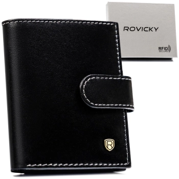 Eleganckie skórzane etui męskie na karty Rovicky RFID praktyczne portfel