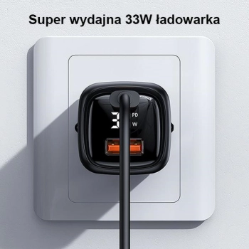 USAMS Ład. siec. 1xUSB-C+1xUSB T46 33W(only head) PD3.0 +QC3.0 Fast Charging czarny/black CC152TC01 (US-CC152)