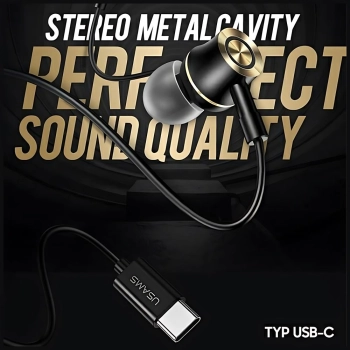 USAMS Słuchawki stereo EP-43 metalUSB-C ciemny zielony/dark green HSEP4302