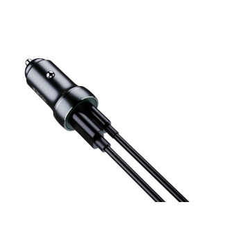 JELLICO ładowarka samochodowa F4 PD 20W 1xUSB-C + 1xUSB QC3.0 + kabel USB-C Czarny
