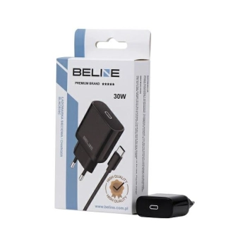 Beline Ład. siec. 1x USB-C 30W + kabelUSB-C czarna /black PD 3.0  BLNCB30C GaN
