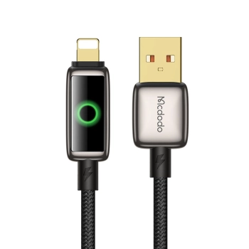 MCDODO KABEL USB DO IPHONE LIGHTNING 3A SZYBKIE ŁADOWANIE 36W 1M LED CZARNY