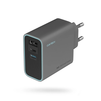 Ładowarka sieciowa Cuktech CUKAD653EUGR 65W GaN 2 x USB-C 1 x USB-A - szara