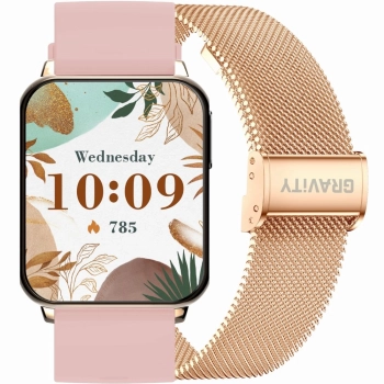 Smartwatch Gravity Różowe Złoto Różowy 2 Paski GT17-1