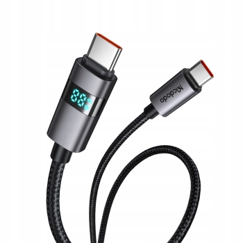 MCDODO KABEL Z WYŚWIETLACZEM USB-C SZYBKIE ŁADOWANIE USB TYP C 5A 100W 1M