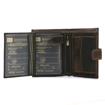 Portfel męski pionowy Wild Tiger RFID ciemnobrązowy
