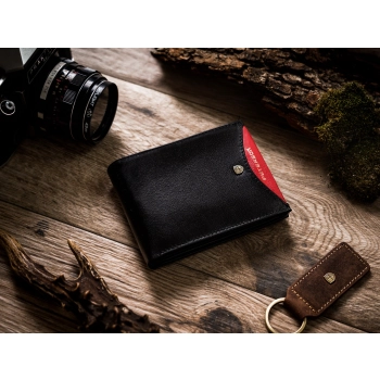 Portfel skórzany PTN 304.01 2-1-1 Black+Red
