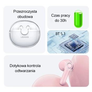USAMS Słuchawki Bluetooth 5.1 TWS BUseries bezprzewodowe zielony/green BHUBU03