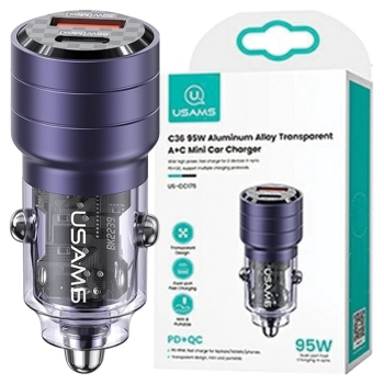 USAMS Ład. sam. C36 USB+USB-C 95WFast Charge fioletowy/purple CC176CC02 (US-CC176)