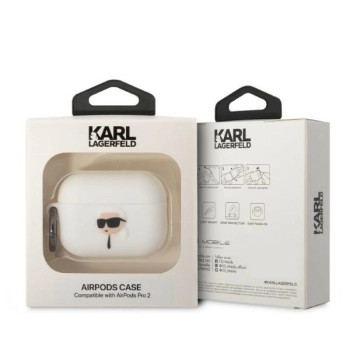 Karl Lagerfeld KLAP2RUNIKH AirPods Pro 2(2022/2023) cover biały/white Silicone Karl Head 3D
