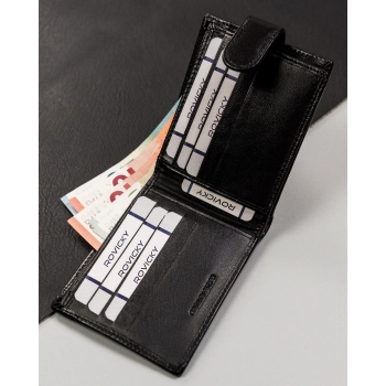 Portfel męski Rovicky z zapięciem skóra naturalna poziomy RFID elegancki