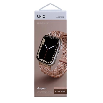 UNIQ pasek Aspen Apple Watch 40/38/41mmSeries 1/2/3/4/5/6/7/8/9/SE/SE2 Braided DE różowy/citrus pink