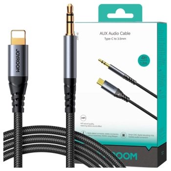 Kabel audio lightning do mini jack 3,5mm AUX Joyroom SY-A06, 1,2m (czarny)