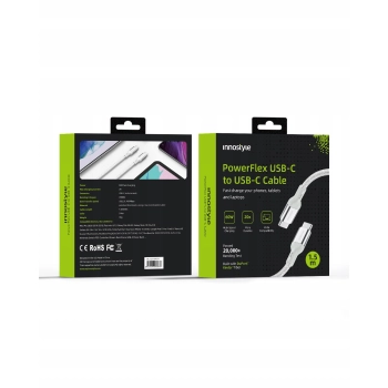 INNOSTYLE POWERFLEX KABEL USB-C SZYBKIE ŁADOWANIE DO IPHONE SAMSUNG 3A 60W KEVLAR 2M SREBRNY