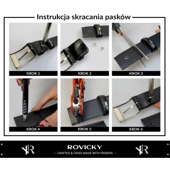 Pasek męski skórzany 3,8 cm do spodni klasyczny czarny