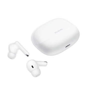 MCDODO SŁUCHAWKI BEZPRZEWODOWE DOUSZNE BLUETOOTH Z MIKROFONEM ETUI BIAŁE