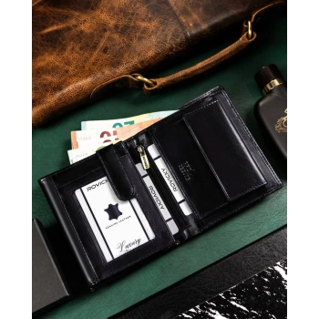 Duży, skórzany portfel męski z systemem RFID - Rovicky