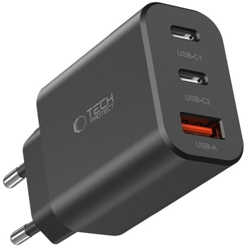 TECH-PROTECT NC30W 3-PORT NETWORK CHARGER PD30W/QC3.0 BLACK