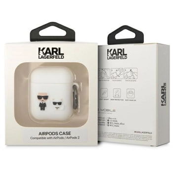Karl Lagerfeld KLACA2SILKCW AirPods 1/2cover biały/white Silicone Karl & Choupette