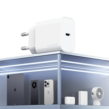 USAMS Ład. siec. 1xUSB-C T65 PD20W(only head) PD Fast Charging biały/white CC226TC01 (US-CC226)