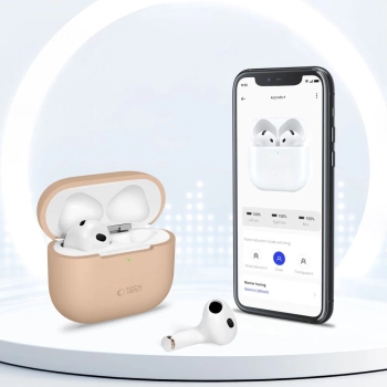 Etui Tech-Protect Silicone na Apple AirPods 4 - beżowe