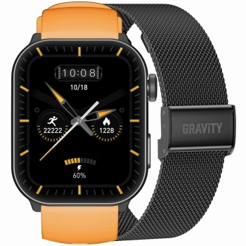 Smartwatch Męski GRAVITY GT28-2 Pasek + Bransoleta Pomarańczowo Czarny