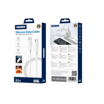 JELLICO kabel B24 USB-C - USB-C PD 60W 1M Biały