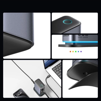 Ładowarka Joyroom JR-TCM02 GaN 65W stacja ładująca 4xUSB-C 2xUSB-A wtyczka UK - szara
