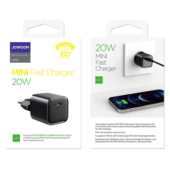 JOYROOM L-P202 NETWORK CHARGER PD20W/QC3.0 BLACK