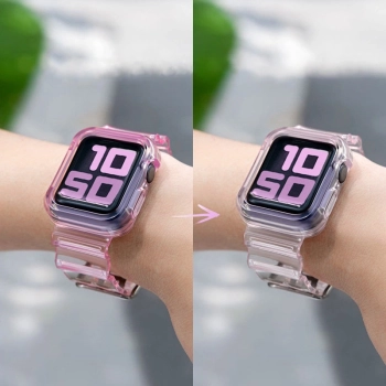 Strap Light Set silikonowa opaska pasek bransoleta bransoletka etui do zegarka Watch 6 40mm / Watch 5 40mm / Watch 4 40mm / Watch SE 40mm żółty