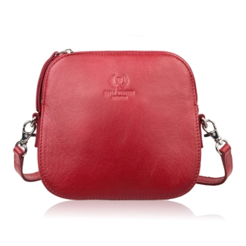 Mała torebka damska skórzana kopertówka na ramię crossbody do ręki czerwona Paolo Peruzzi AY-24-RD