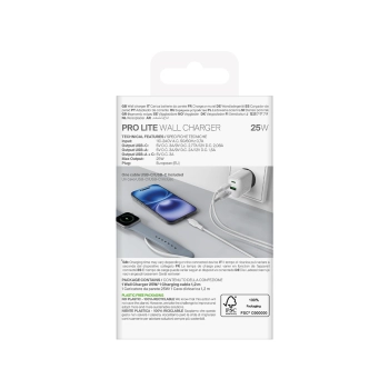 Ładowarka sieciowa Puro PROLITE 25W USB-A / USB-C + kabel USB-C - USB-C 1.2m - biała