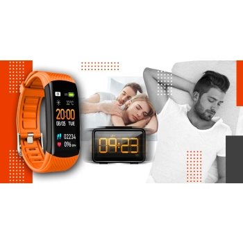 Smartwatch GIEWONT czarno pomarańczowy elegancki do noszenia