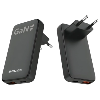 Beline Ład. siec. 1x USB-C + 1x USB 65W  czarna /black (only head) PD 3.0 + QC 3.0  BLN2CW65