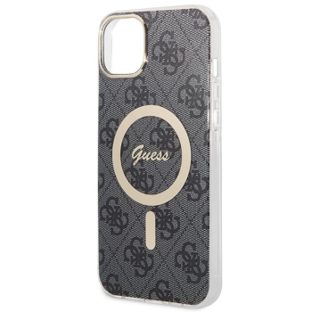 Zestaw Guess GUBPP14SH4EACSK Case+ Charger iPhone 14 / 15 / 13 6,1 czarny/black hard case 4G Print MagSafe