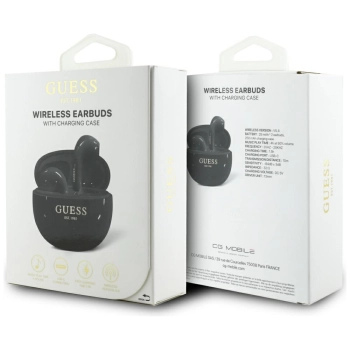 Słuchawki TWS Guess Glossy Effect Egg    Shape Printed Classic Logo czarny