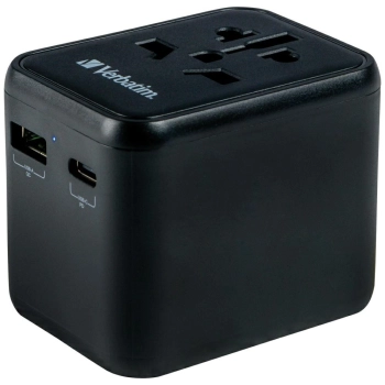 Verbatim Adapter podróżny EU/UK/US2xUSB-A/USB-C PD 20W UTA-02 czarny/black 49544