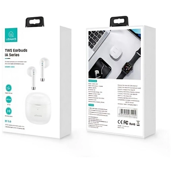 USAMS Słuchawki Bluetooth 5.0 TWS IA series bezprzewodowe biały/white BHUIA02 (US-IA04)
