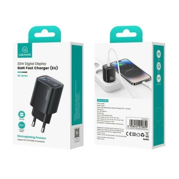 USAMS Ład. siec. CC229 30W GaNUSB-C/USB-A Fast Charging XC Series biały/white CC229TC02