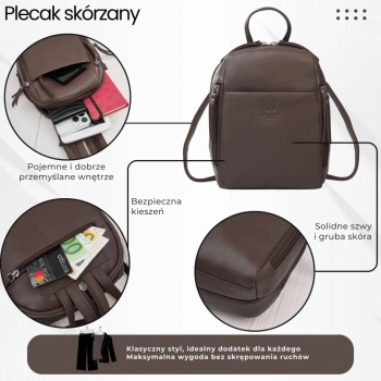 Plecak damski skórzany Paolo Peruzzi miejski elegancki mały