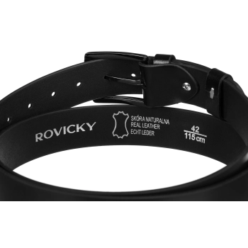 Skórzany pasek męski z klasyczną klamrą - Rovicky