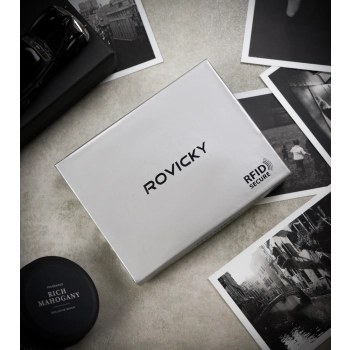 Skórzany portfel męski na dowód rejestracyjny - Rovicky