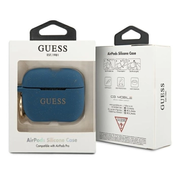 Guess GUACAPSILGLBL AirPods Pro coverniebieski/blue Silicone Glitter