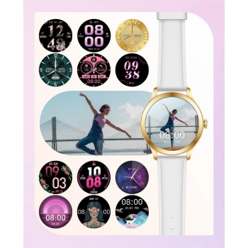 Smartwatch Gravity Biało Złoty 2 Paski GT25-2 PRO