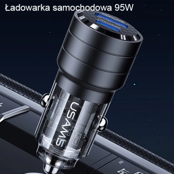 USAMS Ład. sam. C36 USB+USB-C 95WFast Charge czarny/black CC176CC01 (US-CC176)