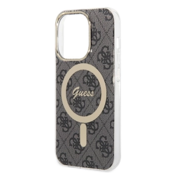 Zestaw Guess GUBPP14XH4EACSK Case+ Charger iPhone 14 Pro Max 6,7 czarny/black hard case 4G Print MagSafe