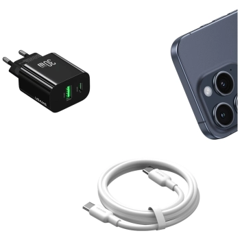 Ładowarka sieciowa USAMS CC316 T65 30W   1xUSB-C 1xUSB-A Fast Charging czarny