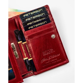 Portfel damski ze skóry naturalnej Peterson skórzany zatrzask bigiel RFID