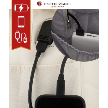 Plecak damski miejski na laptopa sportowy szkolny z portem USB Peterson