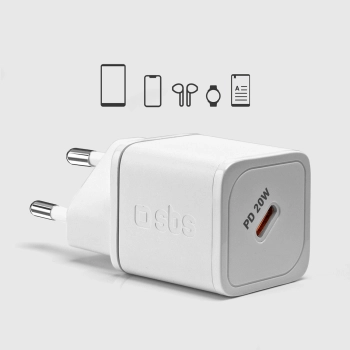 Ładowarka sieciowa SBS TETRGAN1C20W 20W GaN z Power Delivery - biała